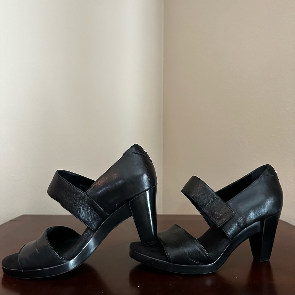 Aerosols Leather Black High Heel Sandals